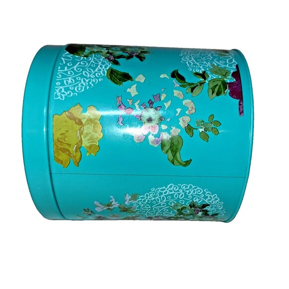 Pioneer Woman Country Garden Floral Turquoise 6.5" Large Tin Canister W/Lid - Picture 3 of 6